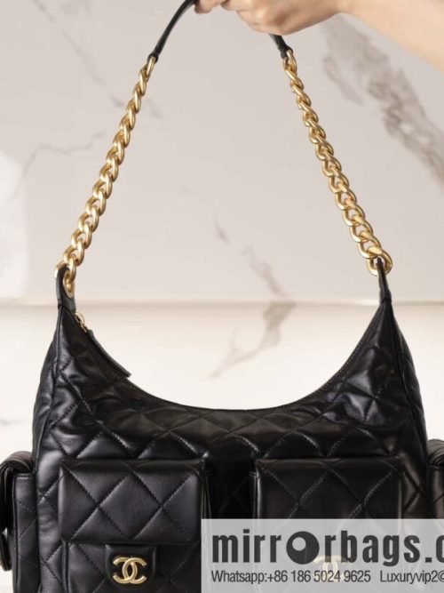 𝗖𝗛𝗔𝗘𝗡𝗟✦ 𝟐𝟓𝐜 large hippie 𝐡𝐨𝐛𝐨 𝐛𝐚𝐠 black gold 🖤 AS5302