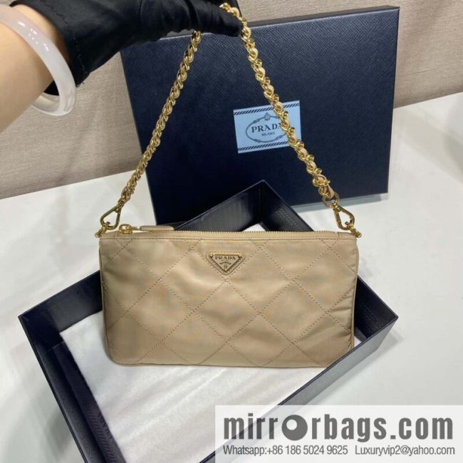 PRADA 🎉 Embroidered Hobo 🎉 1 Nl 054 Underarm Bag 🎉🎉 apricot