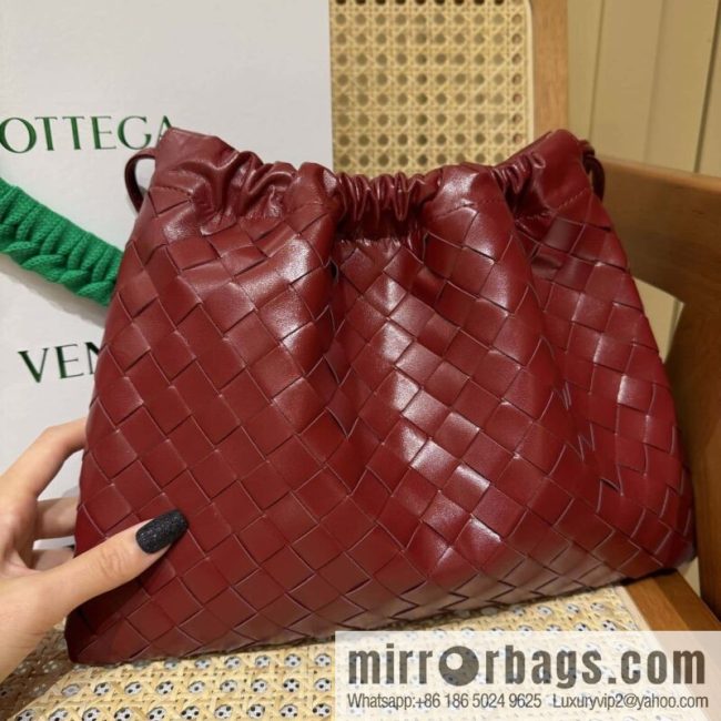 BV Medium Dustbag Clutch 796728 Akane Brown Red