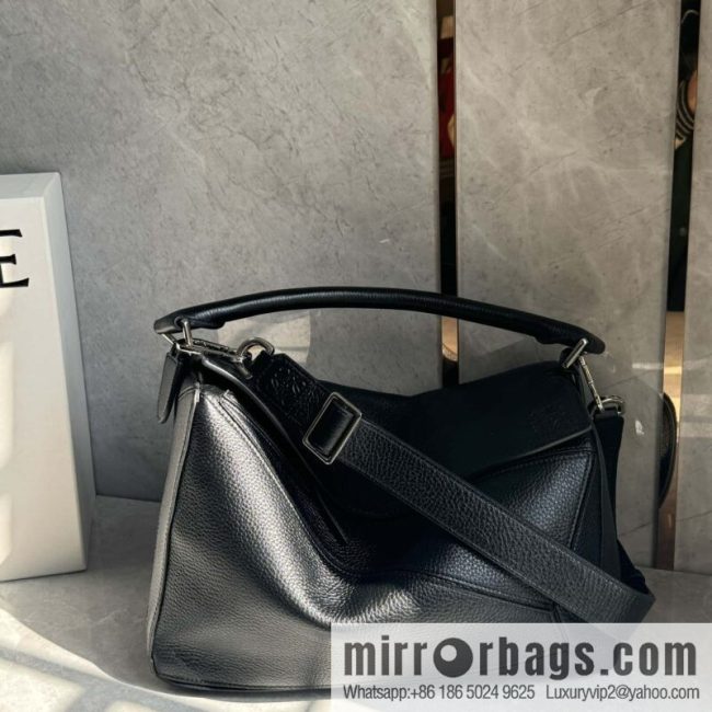 LOEWE new deerskin black silver puzzle 0158 black