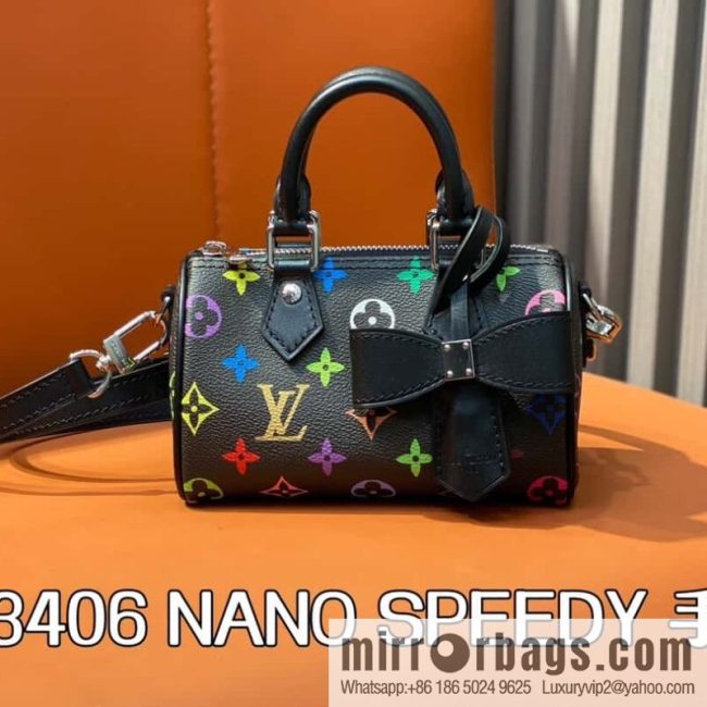 [Original order boutique] M13406 black color, pillow bag speedy series lv Murakami Takashi joint NANOSPEEDY handbag