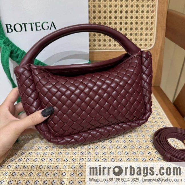 BV Small Cobble Handbag 805739 Barolo Burgundy