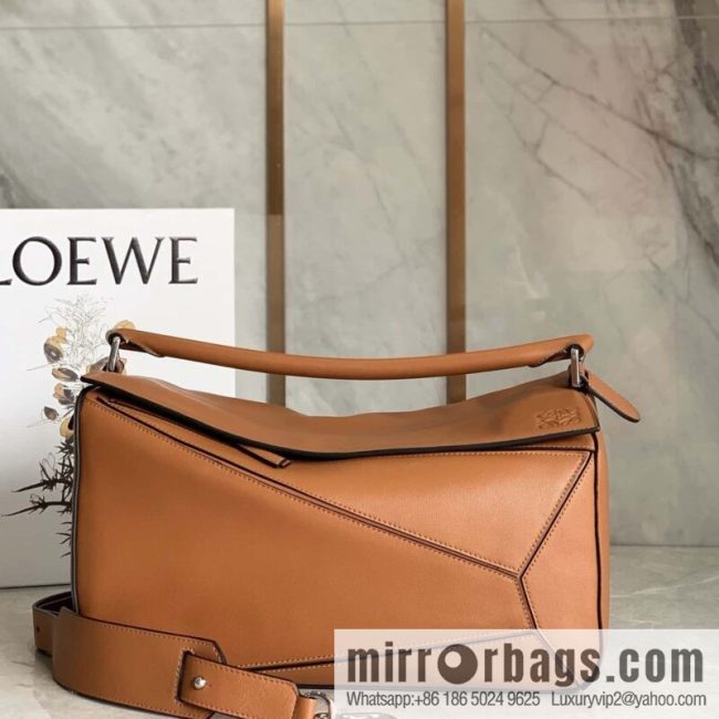 LOEWE 🎩 Mens Puzzle Large Geometric Bag 0159 Brown