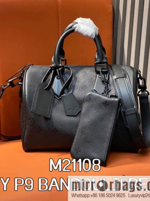 [Original order boutique] M21108 black full leather, pillow bag speedy series SPEEDY P9 BANDOULIZRE30 handbag