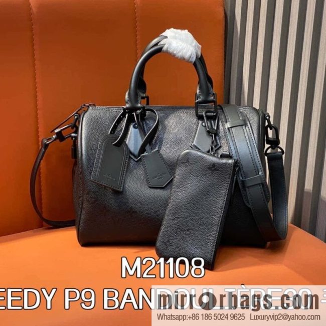 [Original order boutique] M21108 black full leather, pillow bag speedy series SPEEDY P9 BANDOULIZRE30 handbag