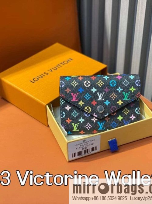[Original order boutique] M14163 black color, three-fold wallet series Victorine Wallet wallet
