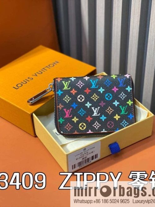 [Original order boutique] M13409 black color, single zipper short wallet series ZIPPY change bag