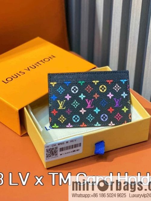[Original order boutique] M13403 black color, card bag wallet series LV x TM Card Holder card bag m13403 white color (three colors - Murakami Takashi)