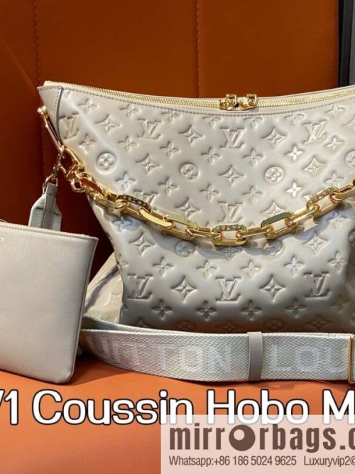 [Original order boutique] M12071 taupe, full leather chain bag Coussin Hobo MM handbag
