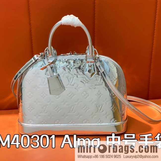 [Original order boutique] M40301 silver patent leather, shell bag series alma medium handbag