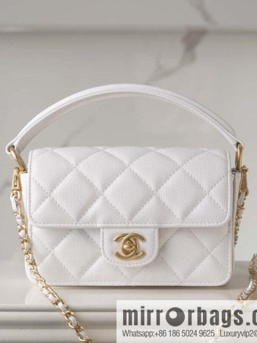 𝐂𝐡𝐚𝐧𝐞𝐥 𝟮𝟰𝗞 CF Handle Cover Bag, White Mini 💡 AS5164