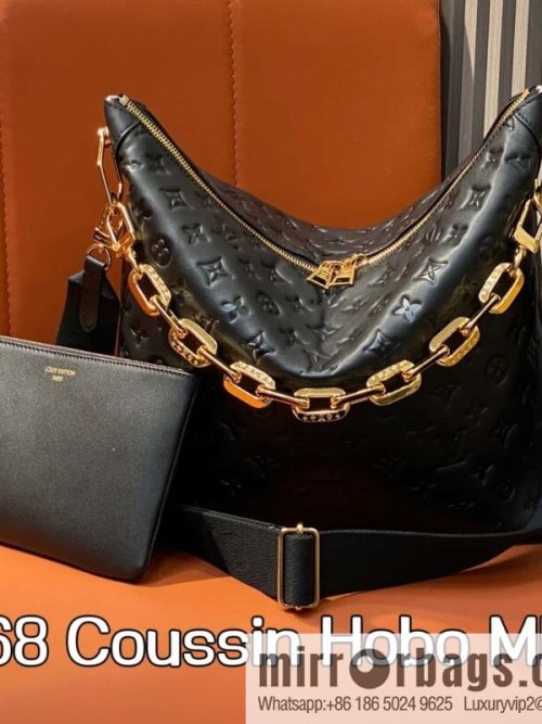 [Original order boutique] M12068 black, full leather chain bag Coussin Hobo MM handbag