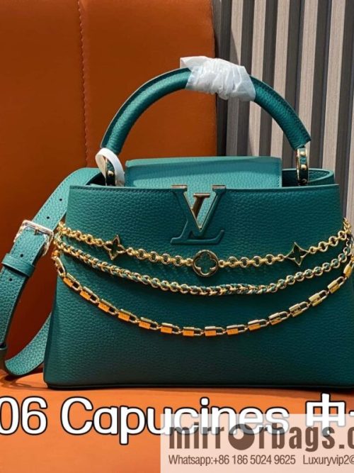 [Original order boutique] M11906 green, full leather cap, English style, this Capucines medium handbag.