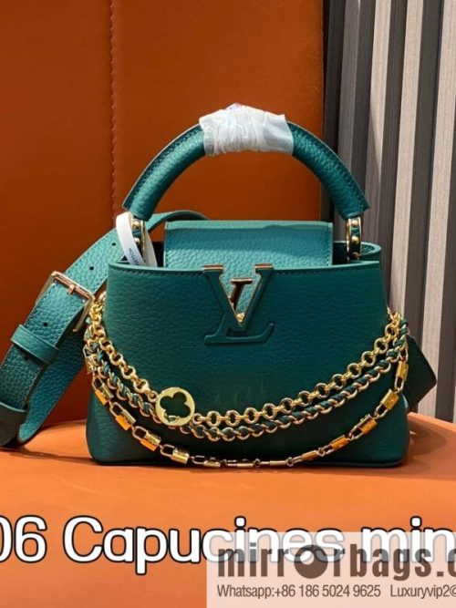 [Original order boutique] M11906 green, full leather cap, this Capucines mini handbag