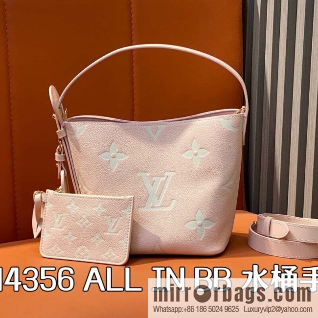 [Original order boutique] M14356 light pink silk screen, full leather bucket bag ALL IN BB bucket handbag