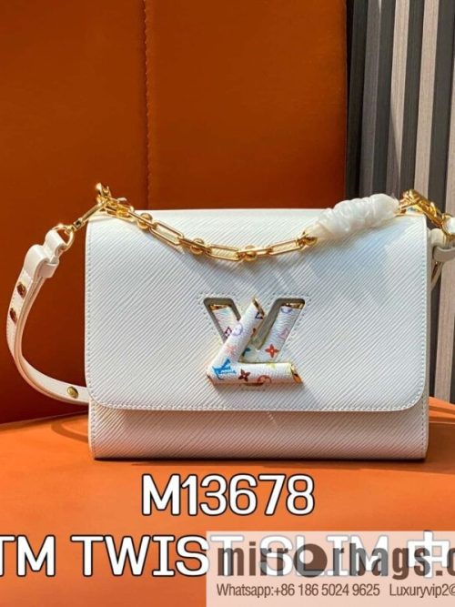 [Original order boutique] M13678 white color, white water ripple, the new LV x TM TWIST SLIM medium handbag of the season