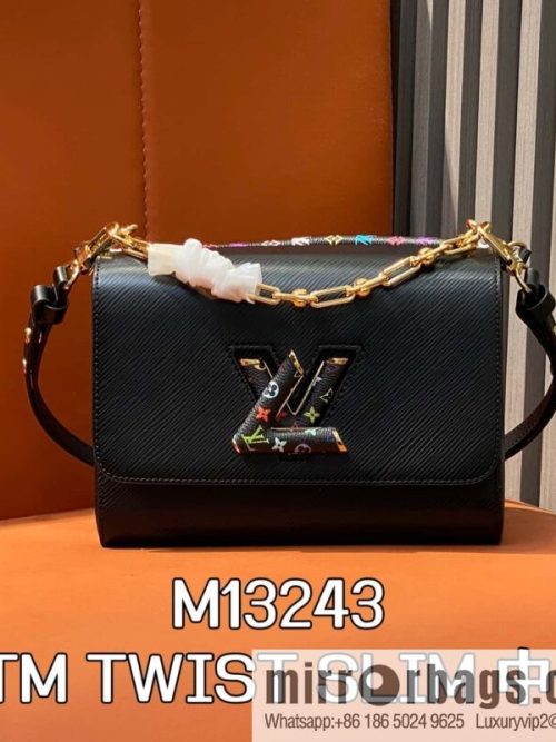 [Original order boutique] M13243 black color, black water ripple, the new LV x TM TWIST SLIM medium handbag of the season