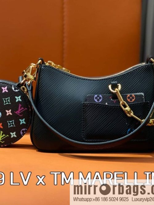 [Original order boutique] M13099 black color, black water ripple, the new LV x TM MARELLINI handbag of the season