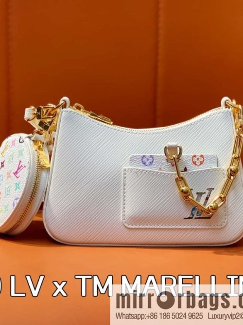 [Original order boutique] M13100 white color, white water ripple, the new LV x TM MARELLINI handbag of the season
