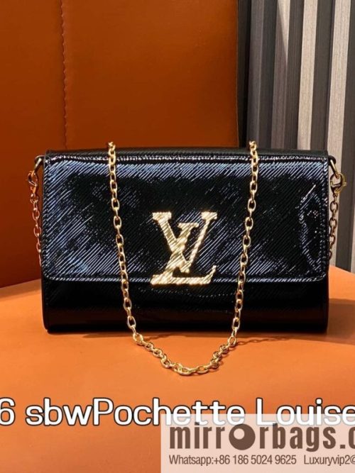[Original order boutique] M23756 black water ripple, chain bag sbwPochette Louise chain bag (mirror patent leather)