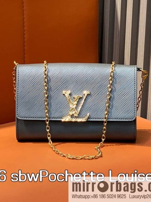 [Original order boutique] M23756 black gray water ripple, chain bag sbwPochette Louise chain bag (mirror patent leather)