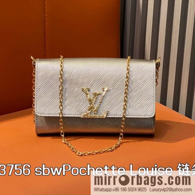 [Original order boutique] M23756 champagne water ripple, chain bag sbwPochette Louise chain bag (mirror patent leather)