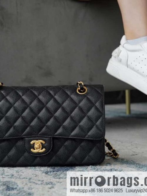 Classic Flap, black gold, large ball pattern 〰️ A01112