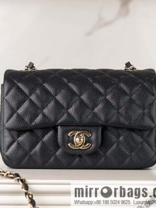 ℂ𝔽 𝗖𝗹𝗮𝘀𝘀𝗶𝗰 𝗙𝗹𝗮𝗽 | genuine leather litchi pattern black gold 🖤 A01116