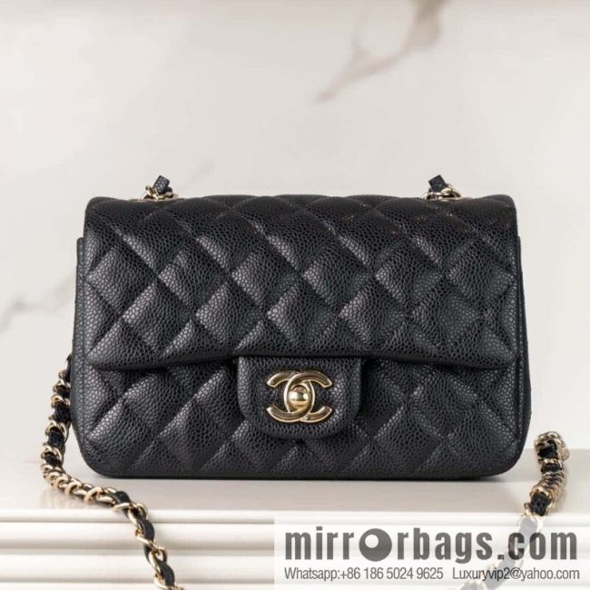 ℂ𝔽 𝗖𝗹𝗮𝘀𝘀𝗶𝗰 𝗙𝗹𝗮𝗽 | genuine leather litchi pattern black gold 🖤 A01116