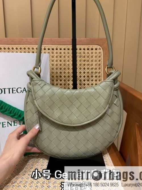 BV Small Gemelli Shoulder Backpack 776764 Travertine Green