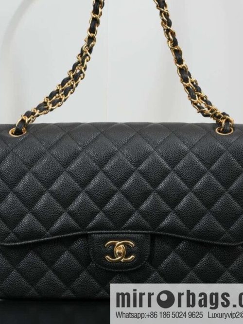 ℂ𝔽 𝗖𝗹𝗮𝘀𝘀𝗶𝗰 𝗙𝗹𝗮𝗽 𝐉𝐮𝐦𝐛𝐨 ｜ genuine skin, caviar, black gold A58600