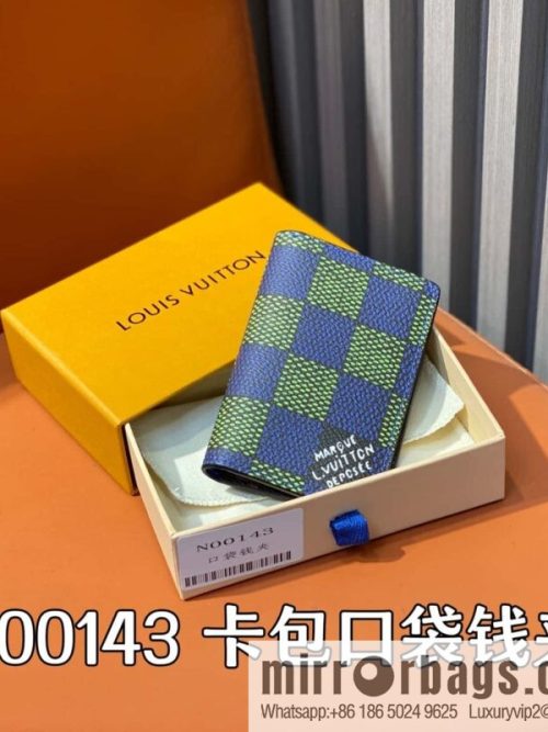 [Original order boutique] N00143 blue grid, card bag pocket wallet