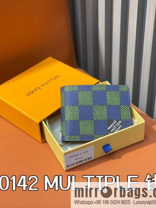 [Original order boutique] N00142 blue plaid, short suit clip wallet MULTIPLE wallet