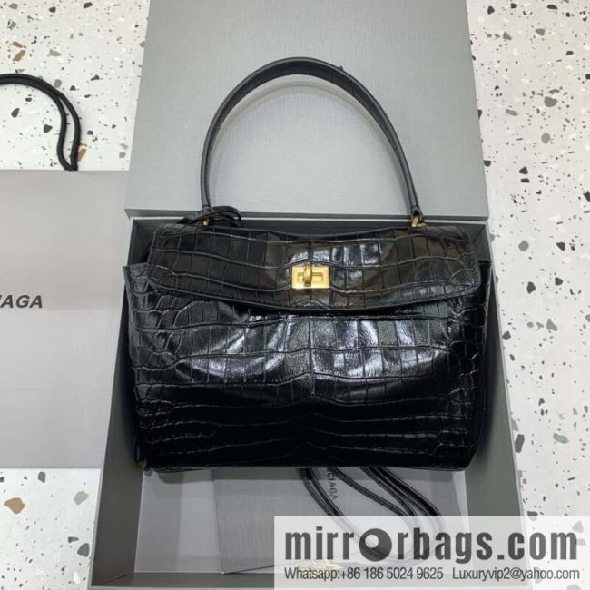 🖤[Small crocodile black 】 𝐁𝐀𝐋𝐄𝐍𝐂𝐈𝐀𝐆𝐀 𝐑𝐎𝐃𝐄𝐎 𝐁𝐀𝐆 series handbag model number: 78972