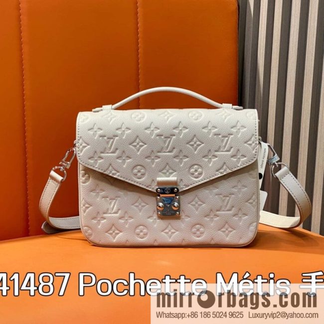 [Original order boutique] M41487 hazy gray taro purple, full leather embossed messenger bag Pochette Métis handbag