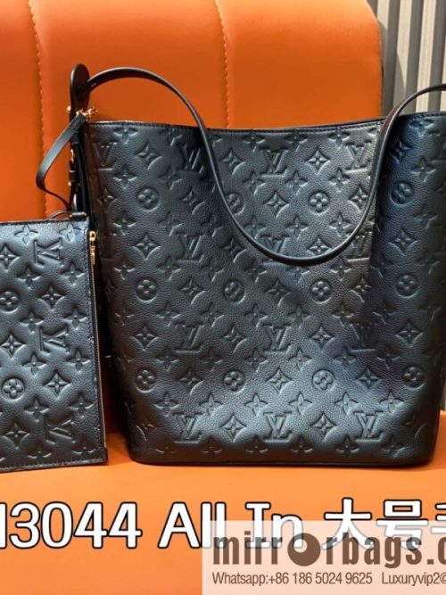 [Original order boutique] M13044 black, full leather embossed bucket bag All In large handbag, this All In large handbag