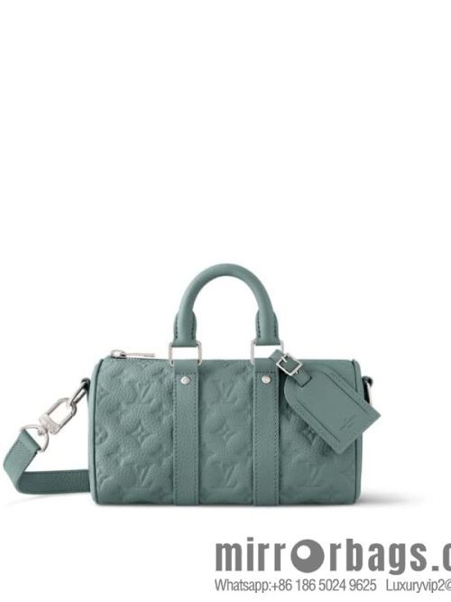 [Original order boutique] M13866 gray-green, full leather speedy pillow bag Keepall XS handbag