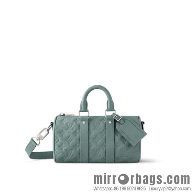 [Original order boutique] M13866 gray-green, full leather speedy pillow bag Keepall XS handbag