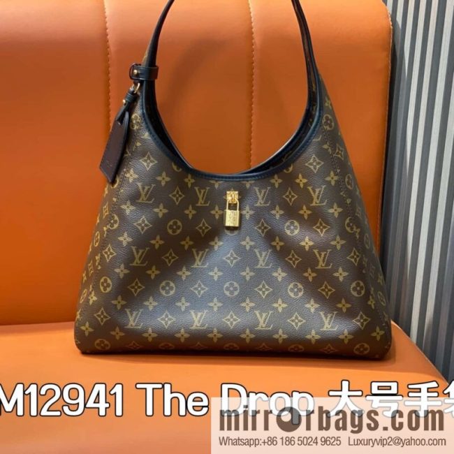 [Original single boutique] M12941 monogram black hand carry armpit bag The Drop large handbag