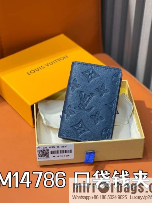 [Original single boutique] M14786 dark blue, full leather card holder wallet pocket wallet