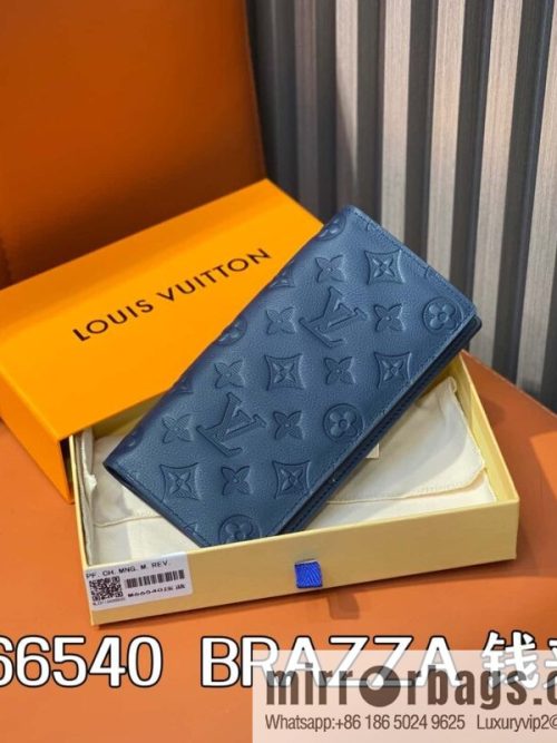 [Original order boutique] M66540 dark blue, full leather embossed suit wallet BRAZZA wallet