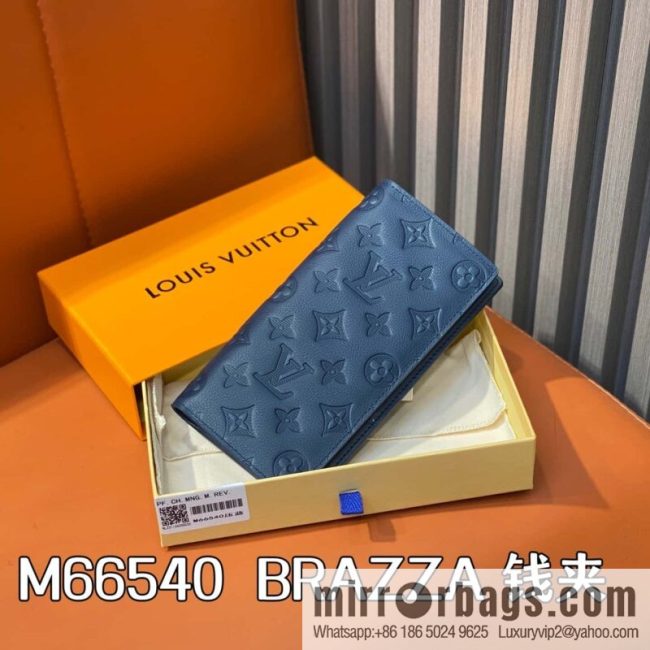 [Original order boutique] M66540 dark blue, full leather embossed suit wallet BRAZZA wallet