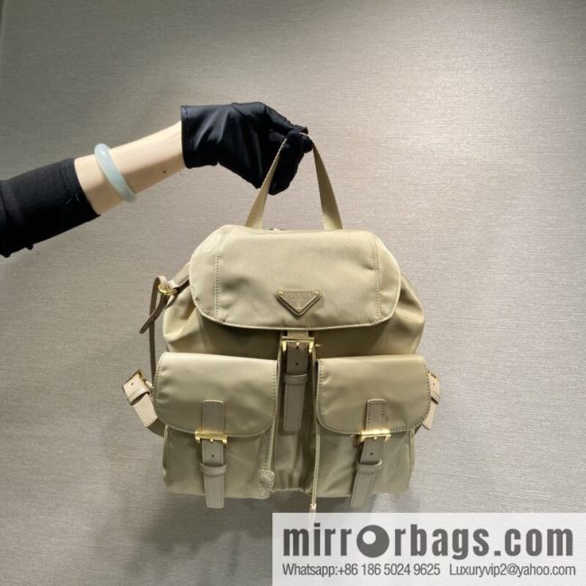 PRADA 🎉 Gold Buckle Classic Backpack 🎉 1BZ677 Gold Hardware 🎉🎉 Apricot