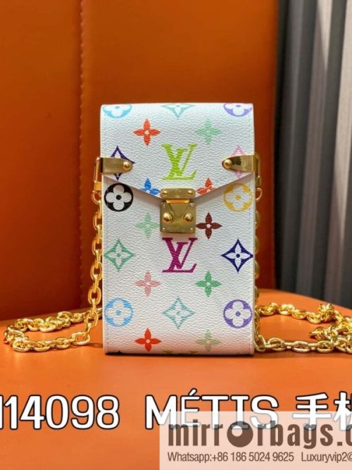 [Original order boutique] M14098 white color M13572 monogram mobile phone bag chain bag new MÉTIS mobile phone bag of the season