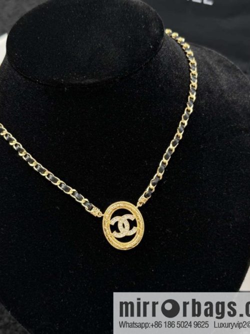 ❗️New ❗️☀️ New ☑️ Chanel double c oval black leather rope necklace ☀️